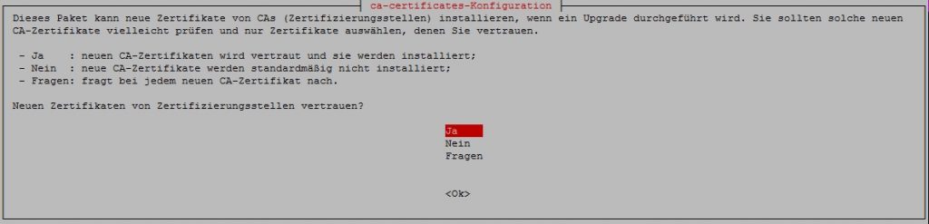 dpkg-reconfigure Sicherheitsabfrage